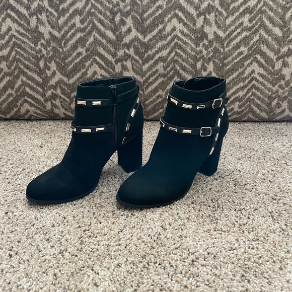 Thalia Sodi Terri ankle boot round toe side zipper buckle detail black size 6 - Picture 2 of 8